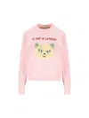 Valentino Cat-embroidered Cotton Jersey Sweatshirt In Pink
