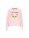 Valentino Cat-embroidered Cotton Jersey Sweatshirt In Pink