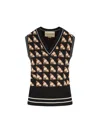 Valentino Petit Charles Jacquard Wool Gilet In Black