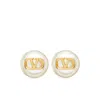 Valentino Signature Pearl Earrings Gold Hardware In Gold