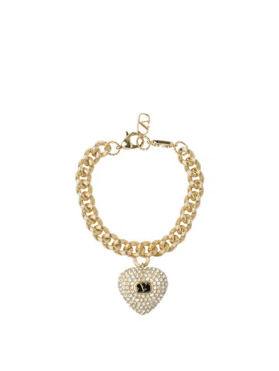 Valentino Garavani Crystal-embellished Coeur Royal Bracelet In Gold