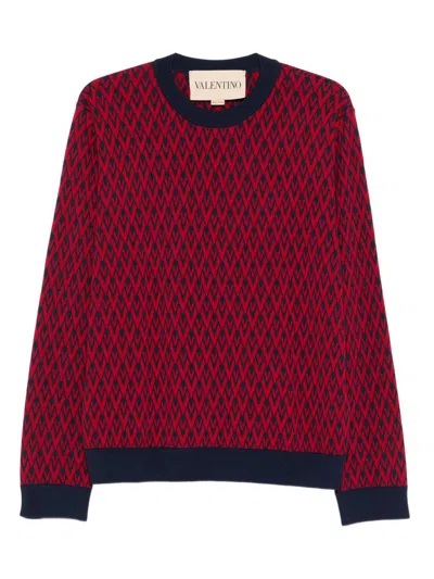 Valentino Garavani Jumper With Toute La V Jacquard Pattern In Multi