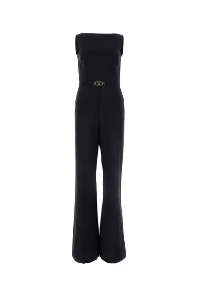 Valentino Vlogo Virgin Wool-mohair Blend Jumpsuit In Black