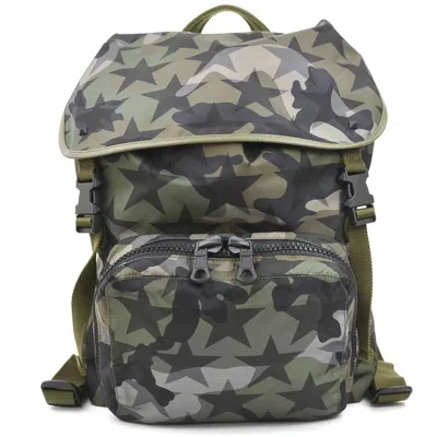 Pre-owned Valentino Garavani Khaki Nylon Leather Backpack () In Brown
