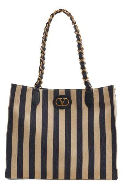 Valentino Garavani Kicky Stripe Nylon & Cotton Tote In Multi