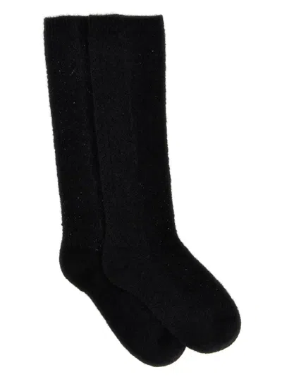 Valentino Garavani Knee-high Mohair Socks In Black