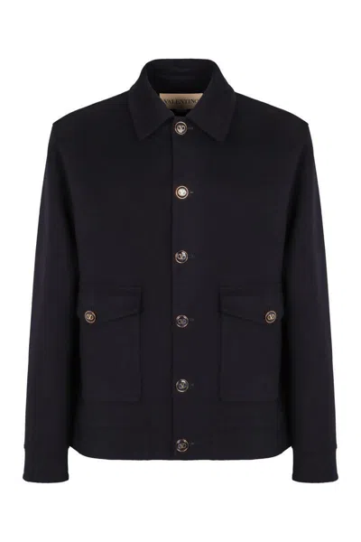Valentino Garavani Knitted Bomber Jacket In Black