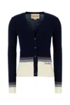 Valentino Garavani Women Navy Blue Wool Cardigan In Blue