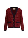 Valentino Garavani Patterned-intarsia Wool Cardigan In Red