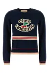 Valentino Cotton Sweater Crew Neck Long Sleeves In Blue