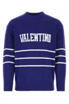 Valentino Garavani Man Sweater Blue Size L Virgin Wool In Blue