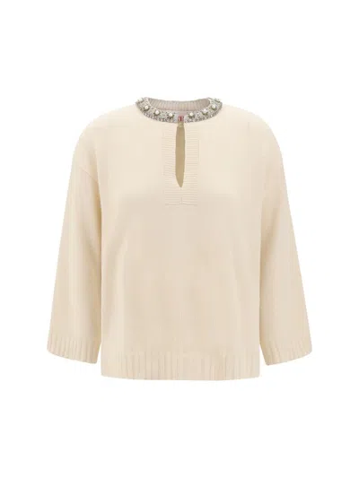 Valentino Garavani Cream Wool Sweater In Pink