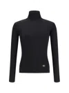 Valentino Turtleneck Long-sleeve Knit Sweater In Black
