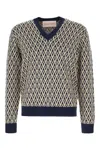 Valentino Toute La V Wool Sweater In Blue