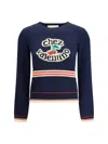 Valentino 'atelier Crew Neck Knitwear With Ribbed Hem And Cuffs' In Blue