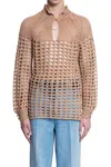 Valentino Garavani Multicolor Crochet Sweater In Brown
