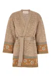 Valentino Womens Open-front Metallic Woven Cardigan Ginger Orange Gold Xl In Ginger Orange Gold