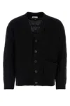 Valentino Textured Wool Cardigan With Embroidered Motif In Black