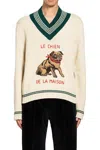 Valentino Butter-coloured Sweater With Le Chien De La Maison Embroidery In Neutral