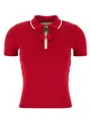 Valentino Cherryfic Top With Polo Collar And Cherry Embellishment In Red