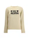 Valentino Graphic Print Long Sleeve Crew Neck Knitwear In Neutral