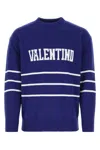 Valentino Garavani Man Sweater Blue Size L Virgin Wool In Uzq