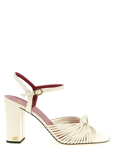 Valentino Garavani Knot-detail Goatskin Sandal In White