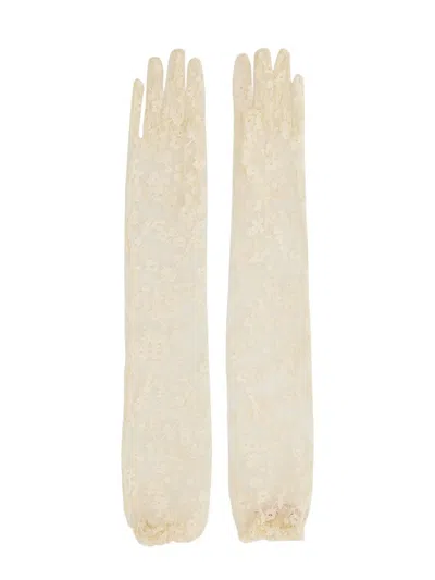 Valentino Garavani Lace Gloves In Sand