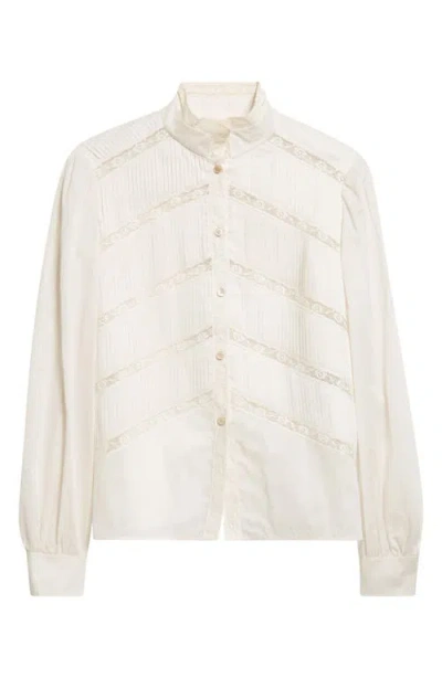Valentino Garavani Lace Inset Silk Organza Shirt In White