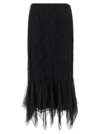 Valentino Garavani Lace Midi Skirt In Black
