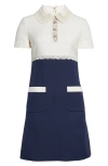 Valentino Garavani Lace Trim Colorblock Crepe Couture Shift Dress In Ivory/multi