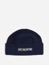 Valentino Cotton And Wool Blend Beanie With Turn-up Brim In Blue