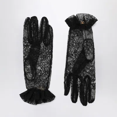 Valentino Garavani Lace Vlogo Signature Gloves In Black