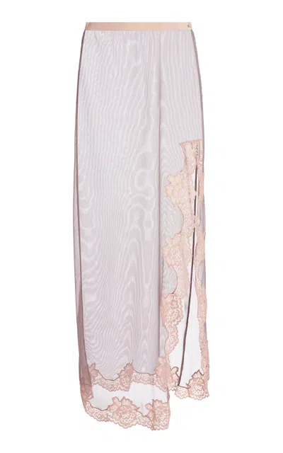 Valentino Garavani Lace-trimmed Tulle Maxi Skirt In Animal Print