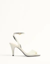 Valentino Ivory Goat Leather Stiletto Sandal With Striped Strap In Ivory