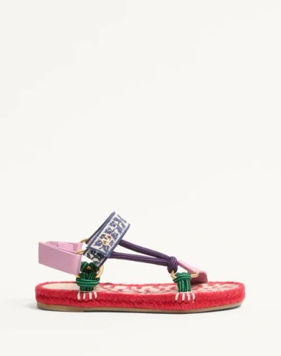 Valentino Garavani Lake Powell Sandal With Grape Embroidery 20mm Woman Multicolour 42 In Red
