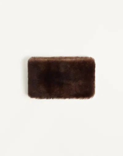 Valentino Garavani Lamb Fur Collar Woman Brown Uni In Gray