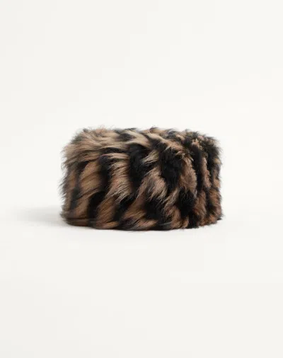 Valentino Garavani Lamb Fur Hat Woman Brown/black 56