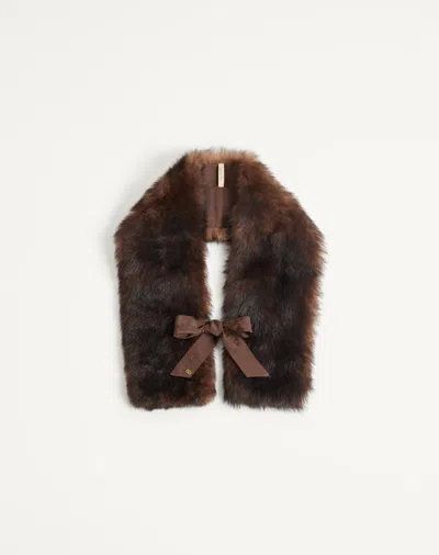 Valentino Garavani Lamb Fur Scarf Woman Brown Uni