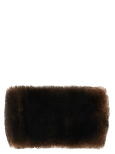 Valentino Garavani Lamb Leather Scarf In Brown