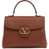 Valentino Tobacco Top Handle Satchel With Removable Strap In Brown