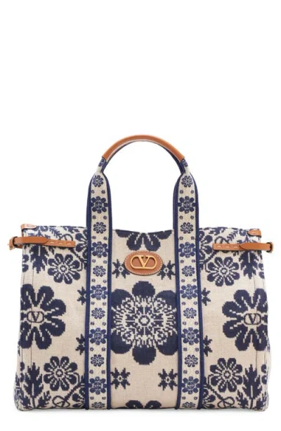 Valentino Garavani Large Antibes Logo Jacquard Canvas Tote
