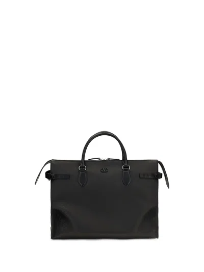 Valentino Garavani Black Calf Leather Bos Taurus Shoulder Bag