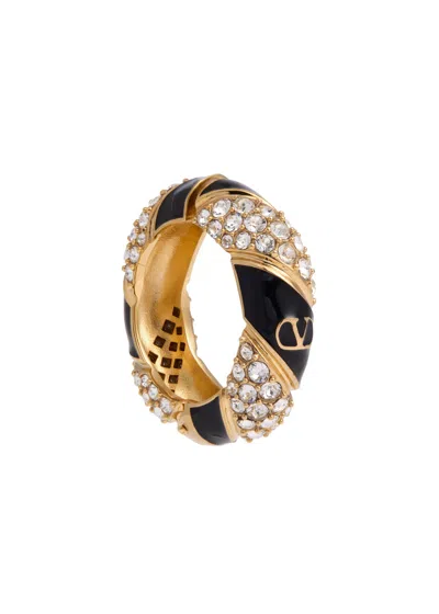 Valentino Garavani Large Crystal-embellished Ear Cuff In Black