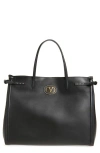 Valentino Garavani Large Item Leather Tote In Black