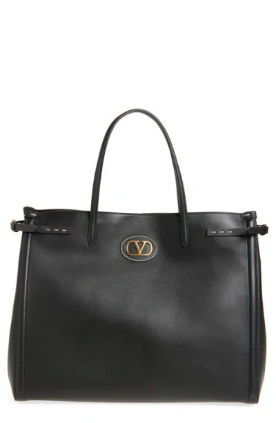 Valentino Garavani Large Item Leather Tote In Black