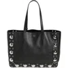 Valentino Garavani Large Nellcôte Grommet Leather Tote In Black