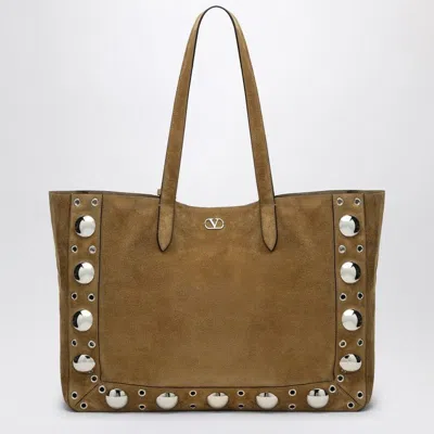 VALENTINO GARAVANI VALENTINO GARAVANI  LARGE NELLCÔTE TOTE BAG IN HAVANA SUEDE