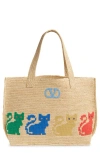 Valentino Garavani  Garavani Raffiachat Large Raffia Shopping Bag Woman Natural Uni In Multi