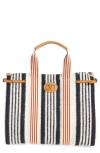 Valentino Garavani Large Tess Stripe Tote In Navy/ivy